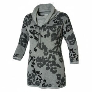 Chicos Weekends Cowl Neck Tunic Sweater Gray Black Size Small (Chico's 0)